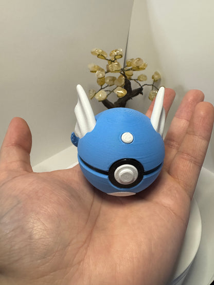 Mini Dratini Themed Ball, 3D Printed, Collectable