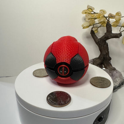 Mini Deadpool Themed Ball, 3D Printed, Collectable